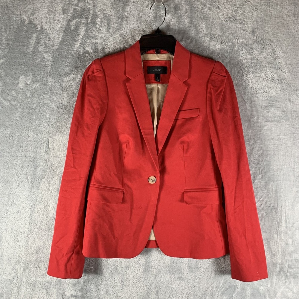 J Crew Women's Blazer 6 Red Puff Shoulders School Academia Preppy Old Money